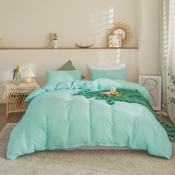 

Solid Color Duvet Cover Set Without Filler, Mint green