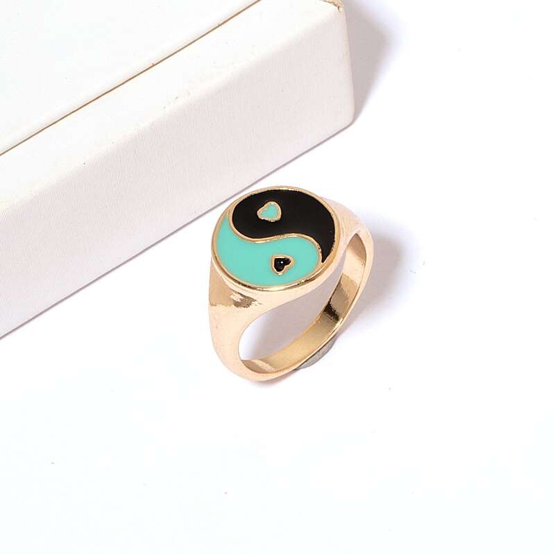 

1pc Yin & Yang Design Ring, Gold