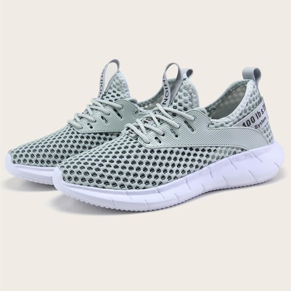 

Men Lace Up Decor Breathable Sneakers, Grey