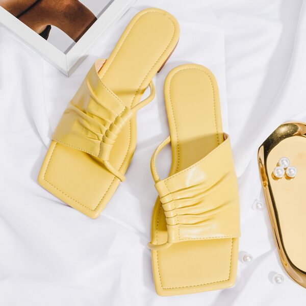 

Ruched Slide Sandals, Yellow
