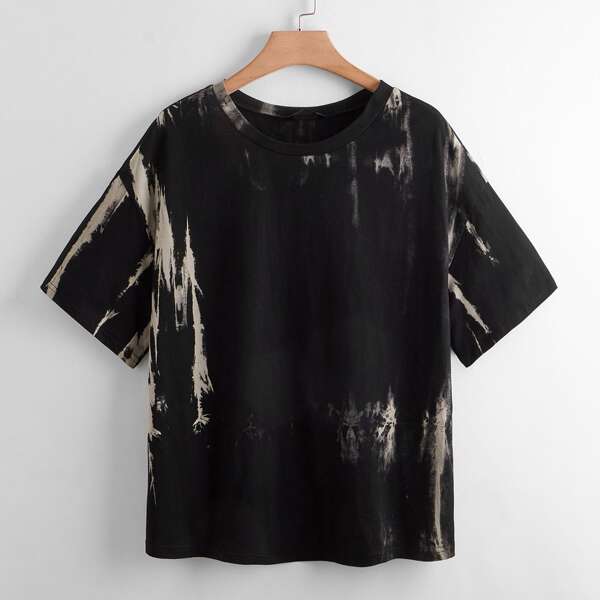 

Plus Tie Dye Drop Shoulder Tee, Black