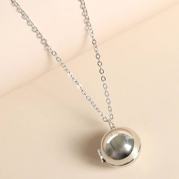 

Round Ball Charm Necklace, Silver
