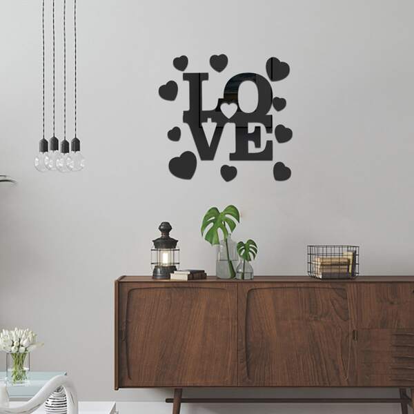 

Letter Design Mirror Surface Wall Sticker, Black