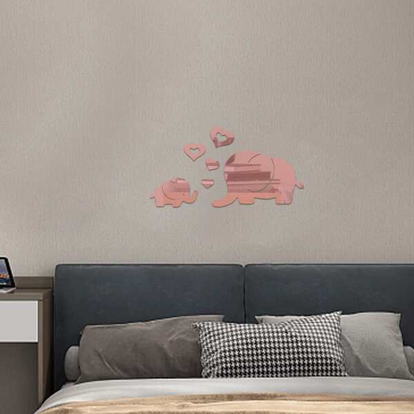 

Elephant Shaped Mirror Surface Wall Sticker, Rose gold