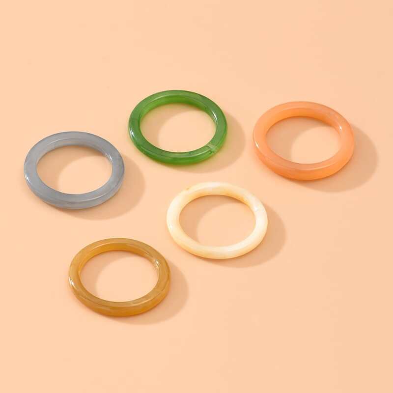 

5pcs Resin Ring, Multicolor