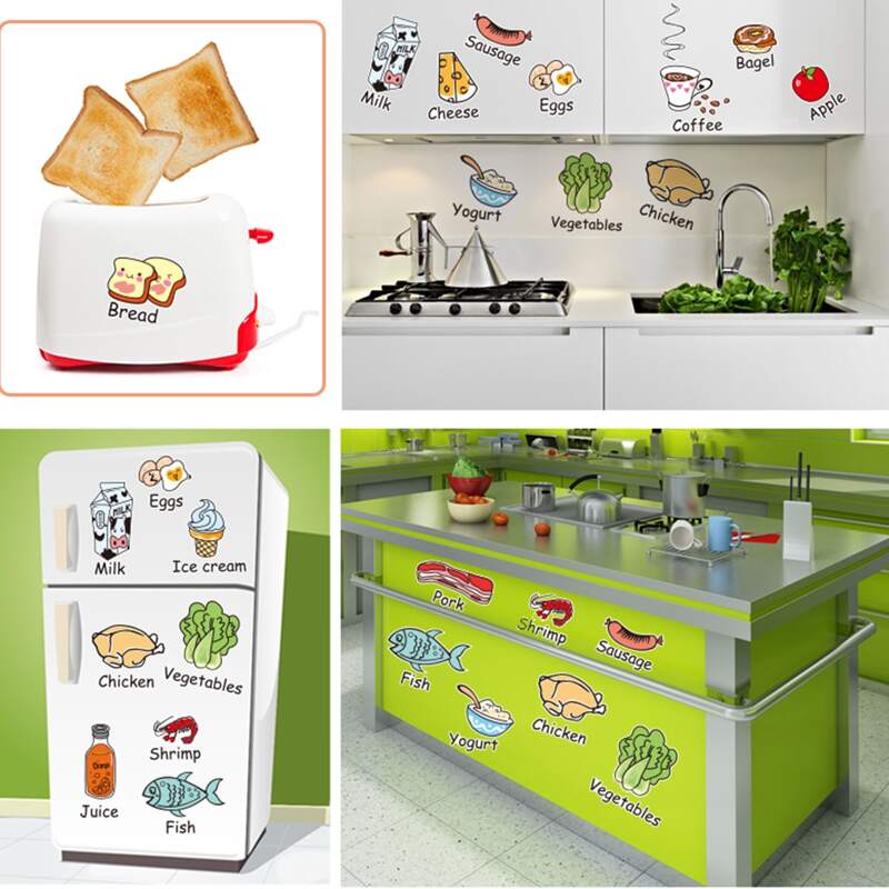 

1sheet Cartoon Food Wall Sticker, Multicolor