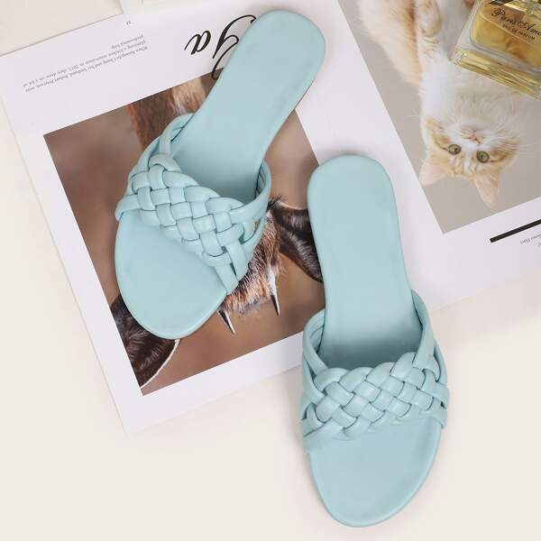 

Braided Slide Sandals, Baby blue