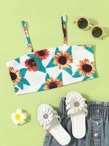 Girls Sunflower Print Cami Top - Multicolor - View 1
