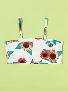 Girls Sunflower Print Cami Top - Multicolor - View 2