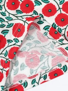 Girls Flower Print Crop Cami Top - Red - View 5