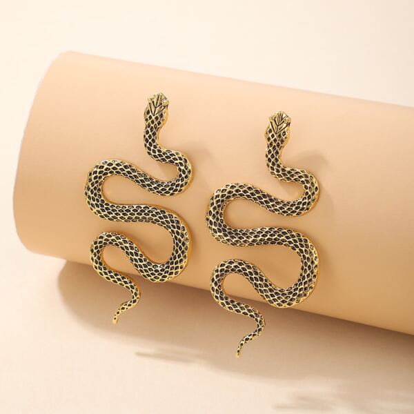 

Snake Design Earrings, Gold