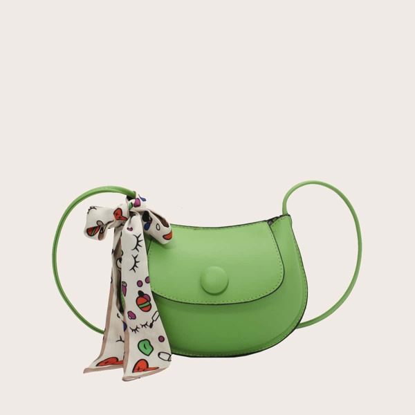 

Twilly Scarf Decor Crossbody Bag, Green