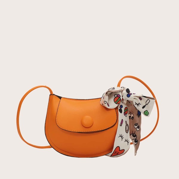 

Twilly Scarf Decor Crossbody Bag, Orange