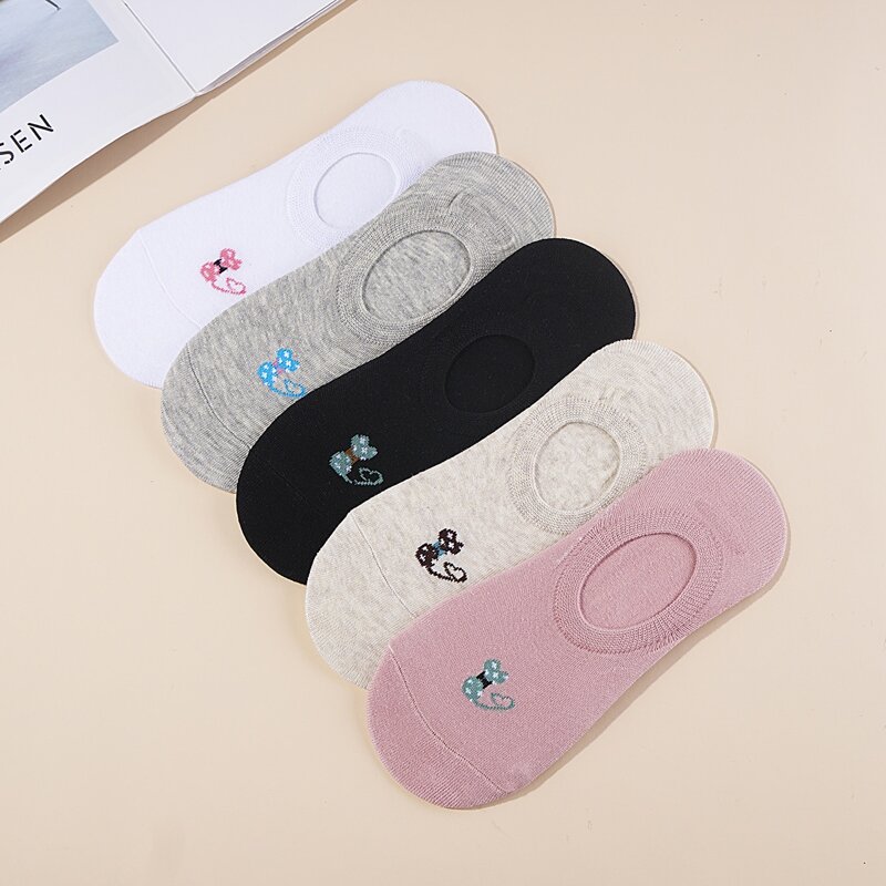 

5pairs Cartoon Animal Invisible Socks, Multicolor