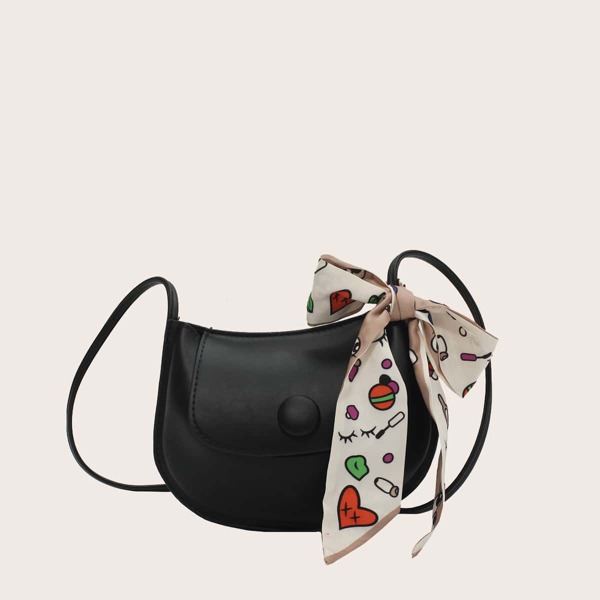 

Twilly Scarf Decor Crossbody Bag, Black