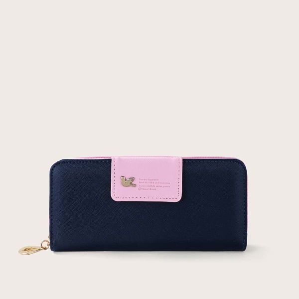 

Letter Graphic Two Tone Long Wallet, Royal blue