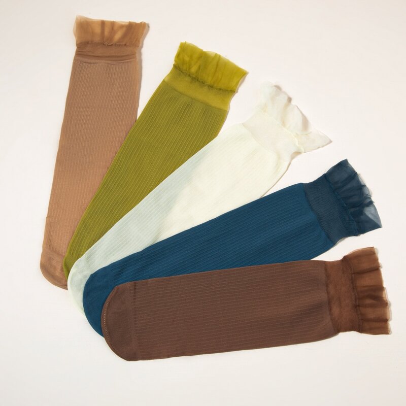 

5pairs Contrast Mesh Crew Socks, Multicolor