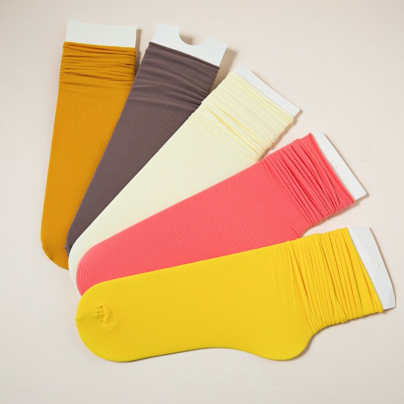 

5pairs Plain Crew Socks, Multicolor