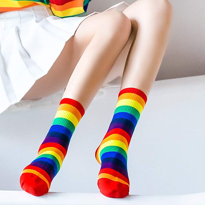 

Colorful Striped Crew Socks, Multicolor