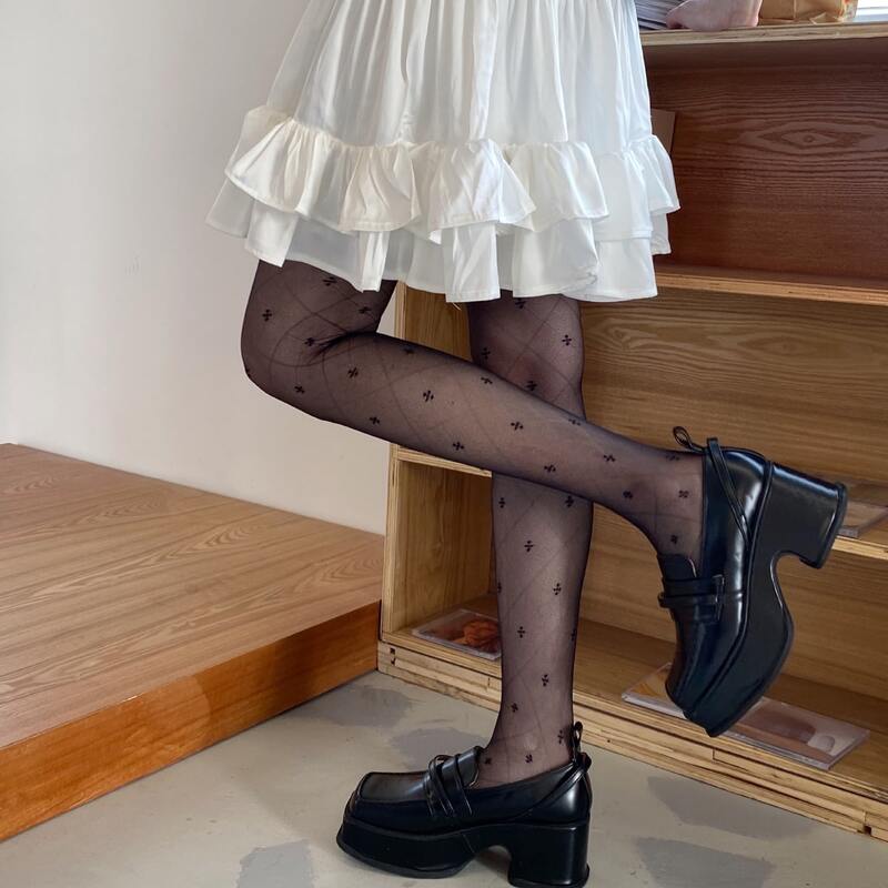 

1pair Graphic Tights, Black