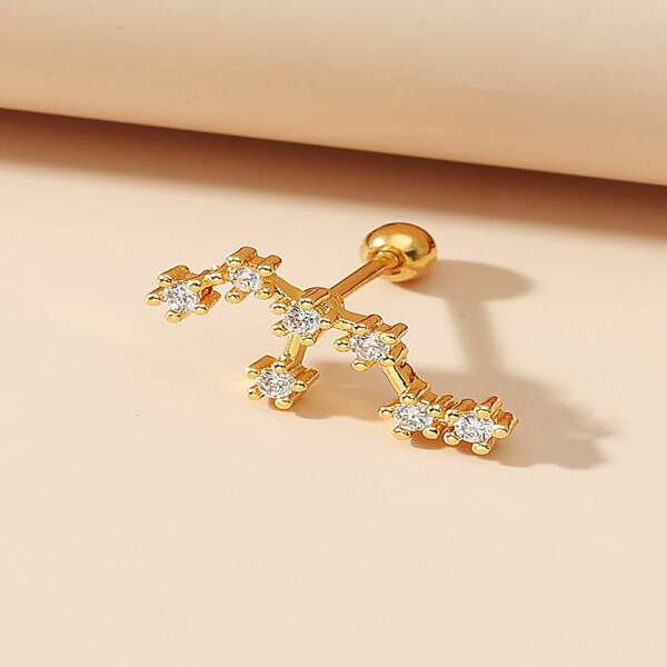 

1pc Rhinestone Decor Earring, Gold