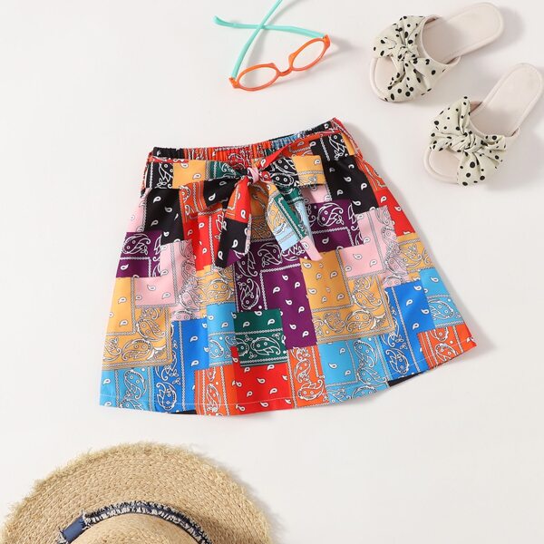 

Toddler Girls Paisley Patchwork Belted Skirt, Multicolor