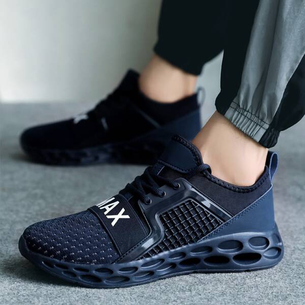 

Men Letter Graphic Lace Up Front Sneakers, Blue