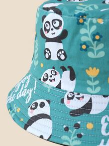 Cartoon Graphic Bucket Hat - Green - View 3