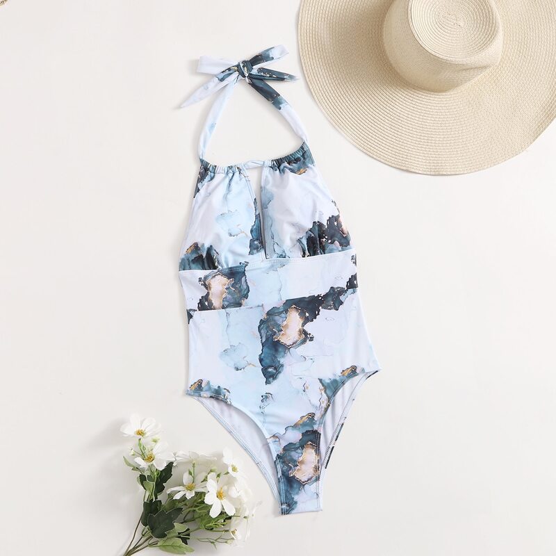 

Marble One Piece Swimsuit, Multicolor