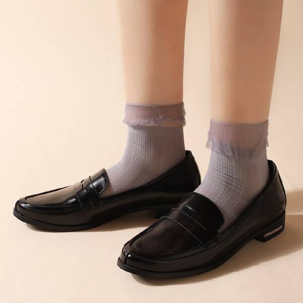 

Contrast Mesh Crew Socks, Grey