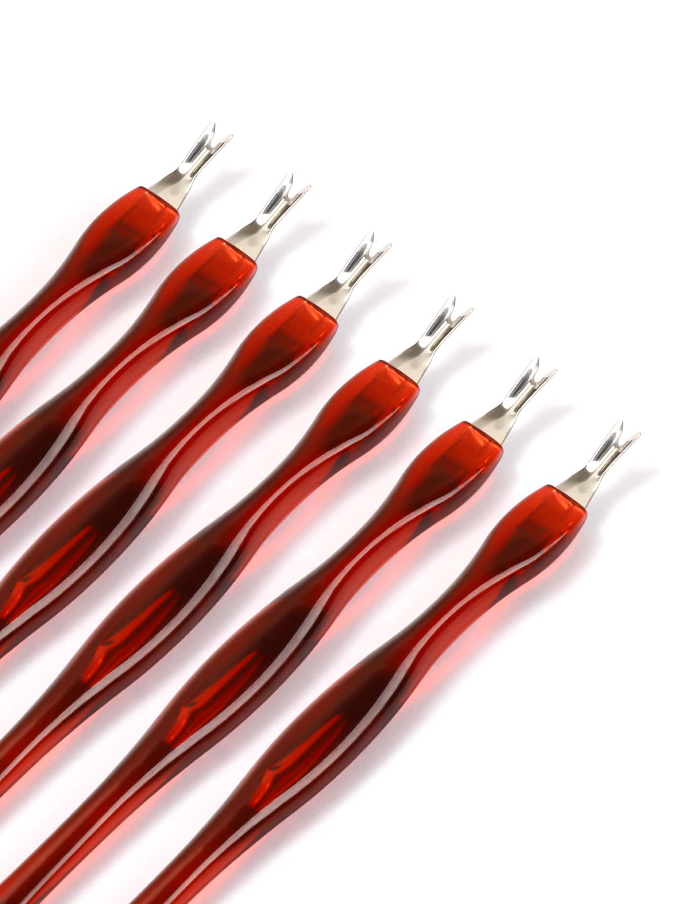 10pcs Red Nail Cuticle Trimmer Remover Plastic Handle Cuticle Pusher