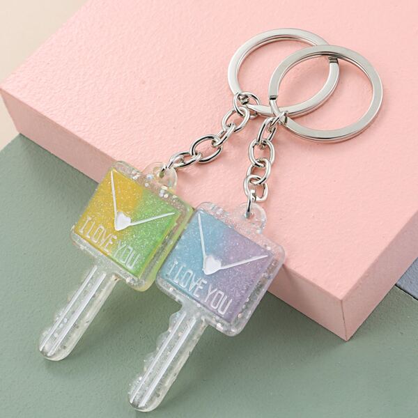 

2pcs Key Pendant Keychain, Multicolor