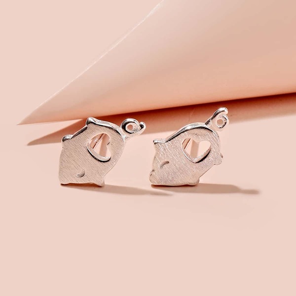 

Alloy Stud Earrings, Silver