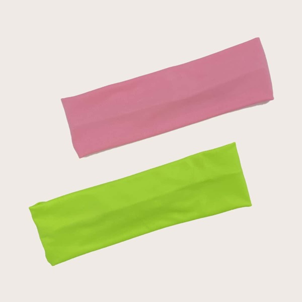 

2pcs Solid Hair Band, Pink