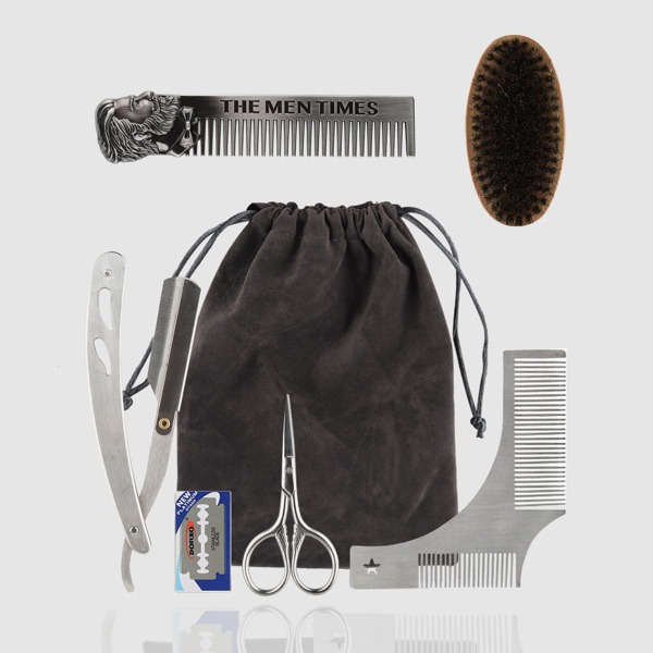 

6pcs Beard & Hair Care Set, Silver