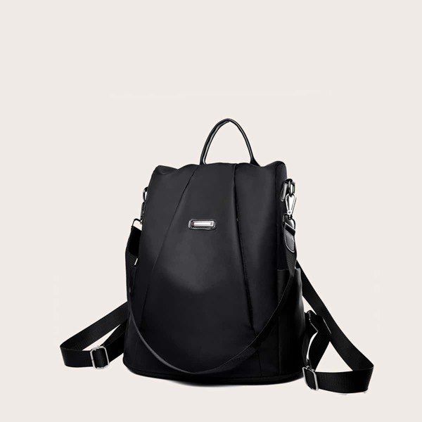 

Men Metal Decor Classic Backpack, Black