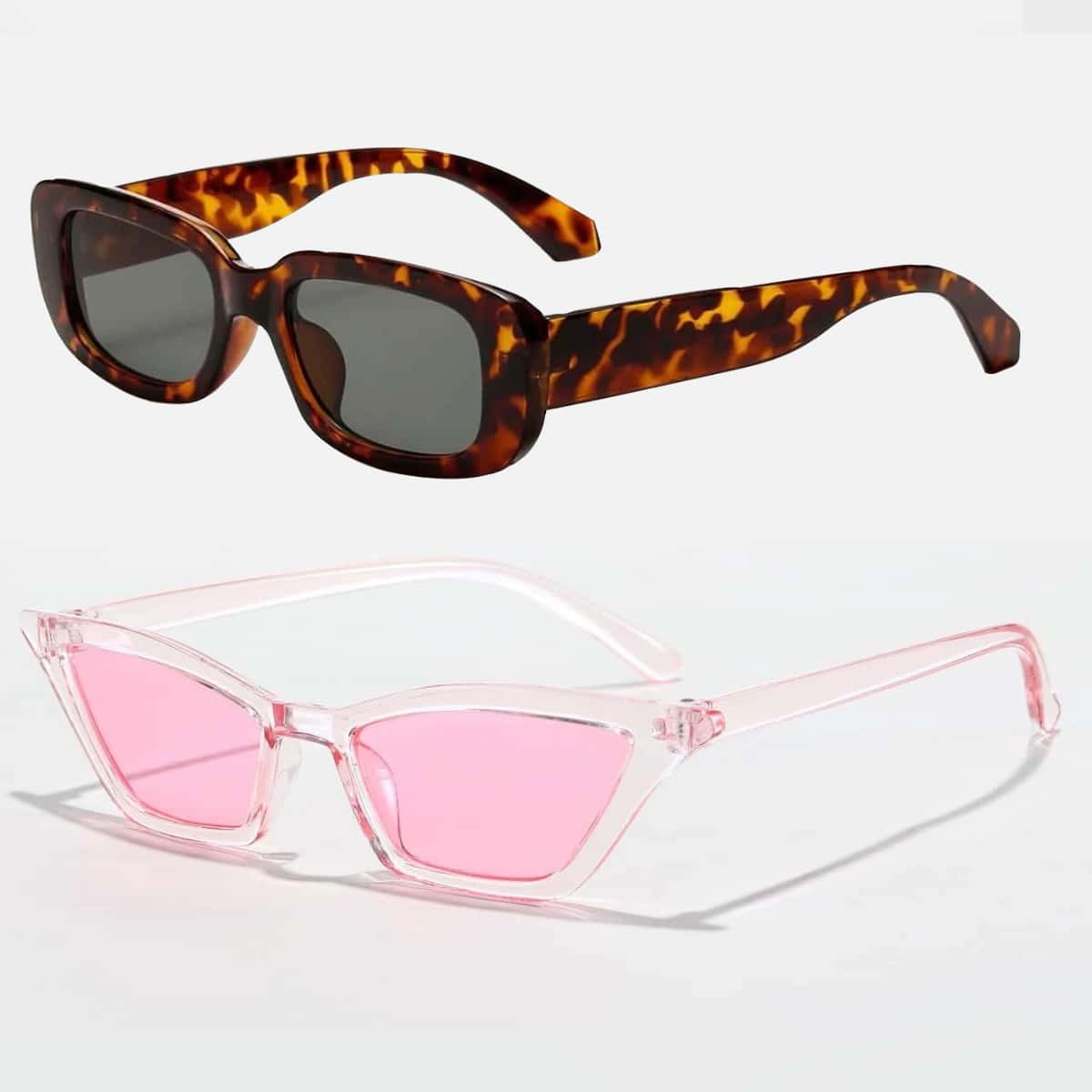 

2pcs Tinted Lens Frame Sunglasses, Multicolor