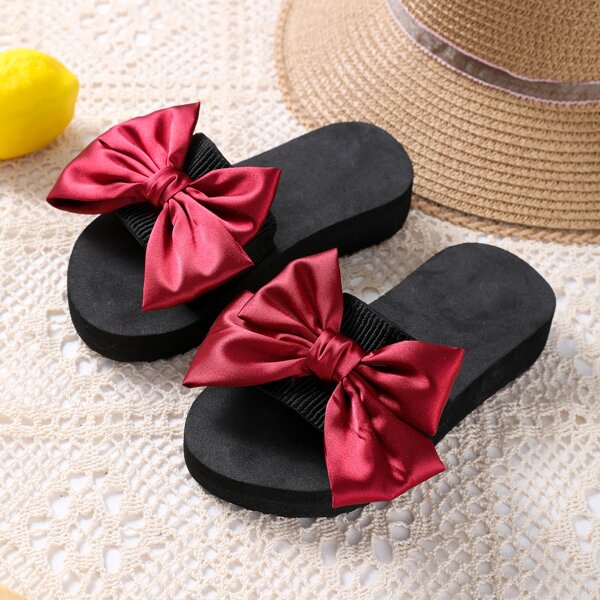 

Toddler Girls Bow Decor Slippers, Red