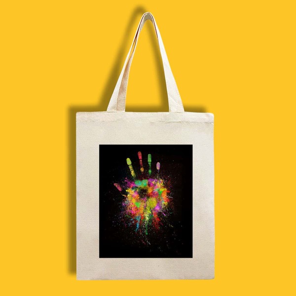 

Handprint Graphic Shopper Bag, Beige