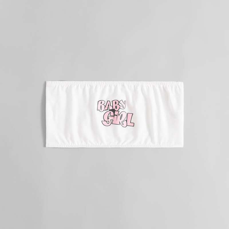 

Letter Crop Tube Top, White