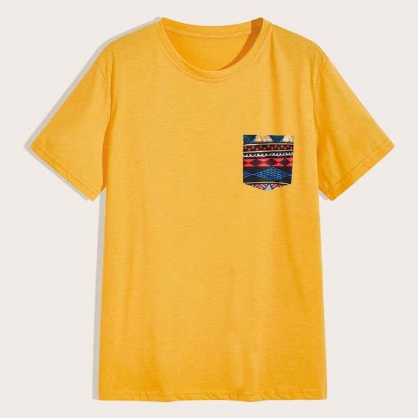 

Men Tribal Print Pocket Tee, Yellow