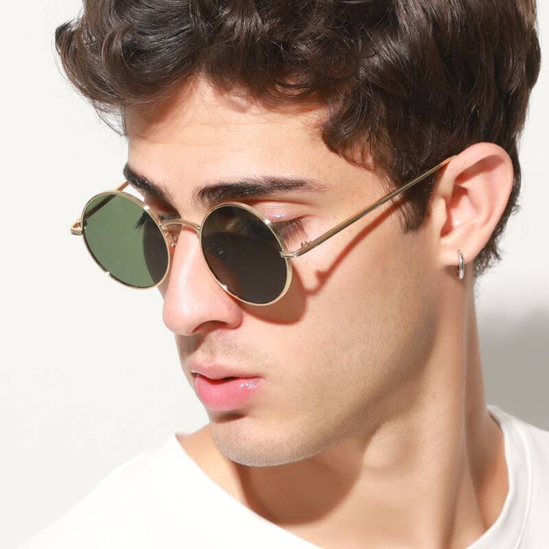 

Guys Round Frame Sunglasses, Green