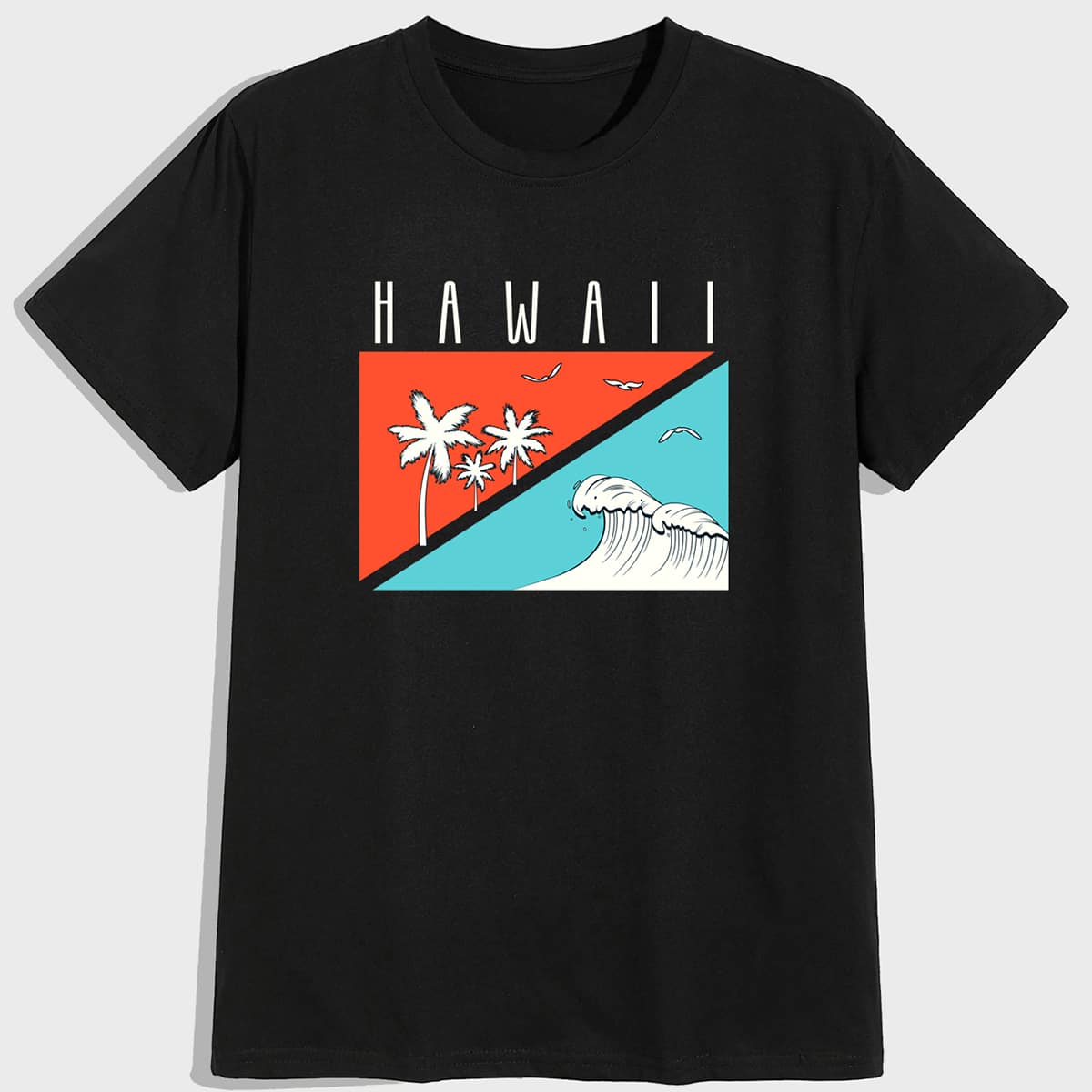 

Guys Letter Tropical Graphic Tee, Black