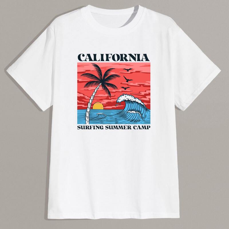 

Guys Letter Tropical Graphic Tee, White