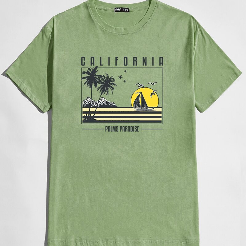 

Guys Letter Tropical Graphic Tee, Lime green