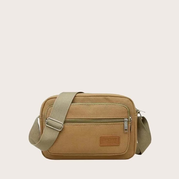 

Zipper Front Crossbody Bag, Khaki