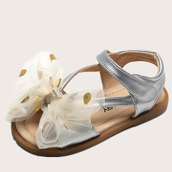

Toddler Girls Bow Decor Strappy Sandals, Silver