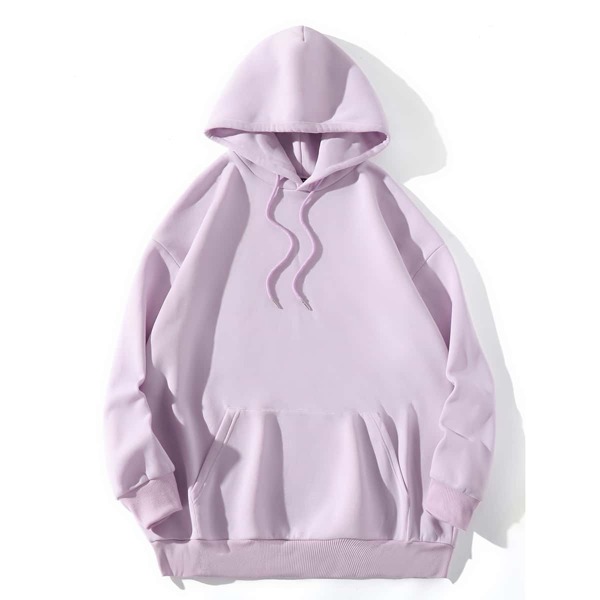 

1pc Kangaroo Pocket Drawstring Hoodie, Lilac purple