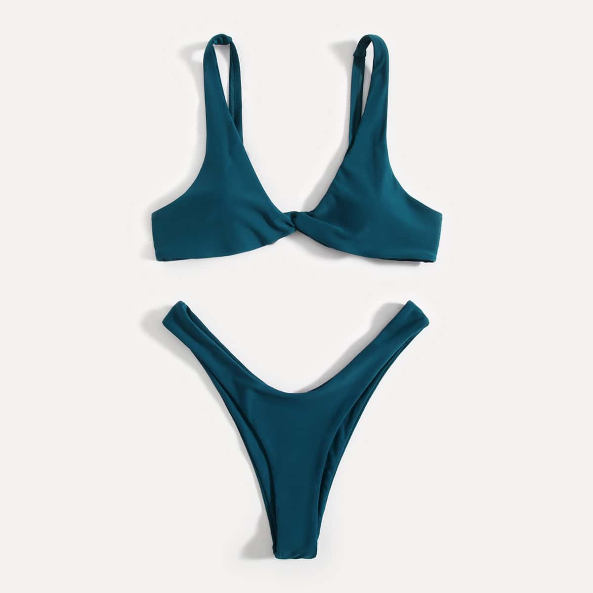 

Twist Front High Cut Bikini Swimsuit, Navy blue