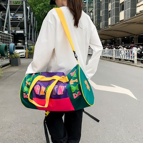 

Colorblock Large Capacity Duffle Bag, Multicolor